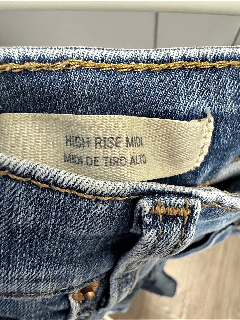 Universal Thread High Rise Midi Distressed Denim Shorts - Picture 3 of 4